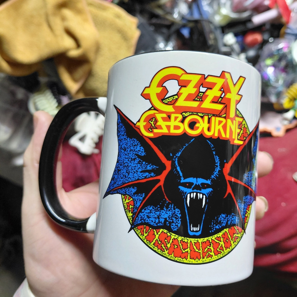 Ozzy Osbourne Coffee Tea Mug 11OZ Black Mug For Men Women Family Gift Bats Logos